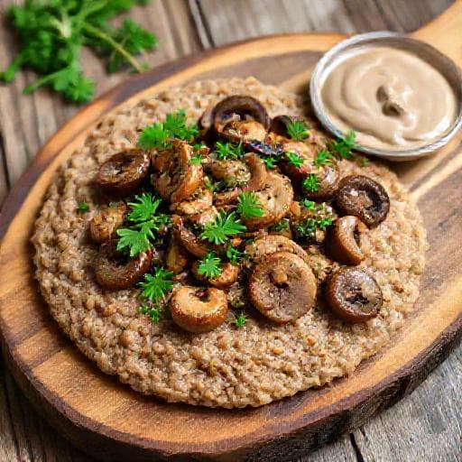Heljdini Žganci with Mushrooms and Herbs