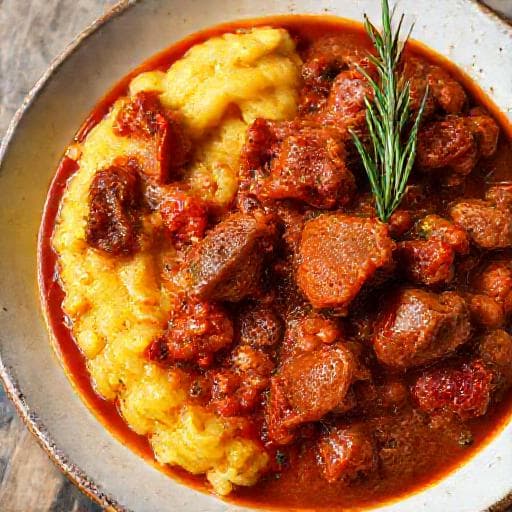 Gulaš s Palentom and Smoked Pork