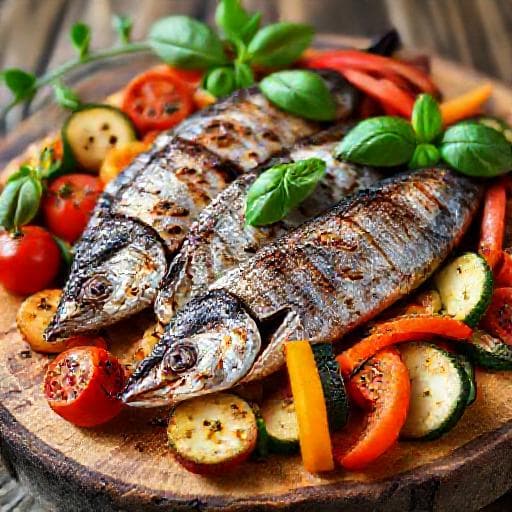 Sardines Grilled with Mediterranean Vegetables