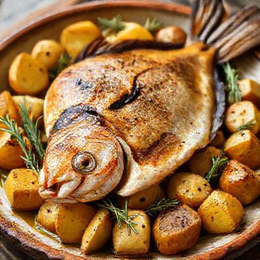 Traditional Baked Sea Bream with Potatoes