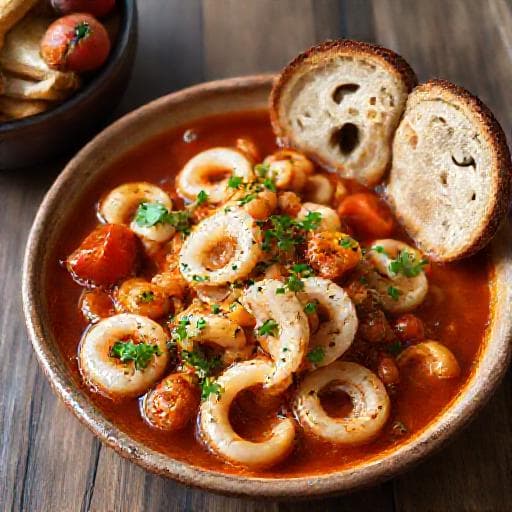 Lignje na Buzaru (Squid in Buzara Sauce)