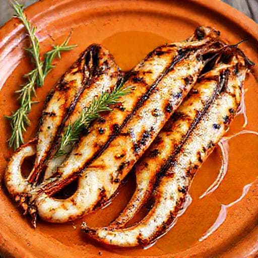 Lignje na žaru with Istrian Malvazija Wine Marinade