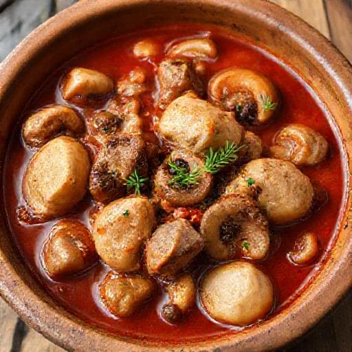 Žgvacet with Smoked Pork and Mushrooms