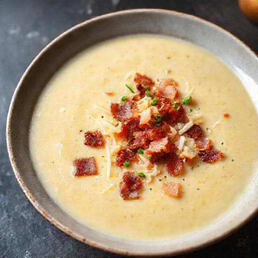 Creamy Leek and Potato Soup with Bacon and Gruyère