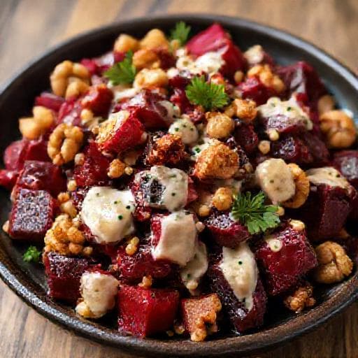 Beetroot and Walnut Salad with Garlic Dressing