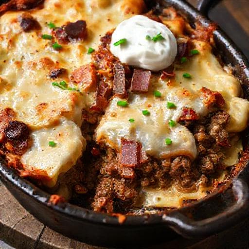 Moussaka with Smoked Bacon and Sour Cream