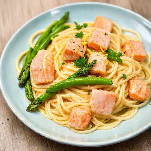 Tjestenina s Lososom i Šparogama (Pasta with Salmon and Asparagus)