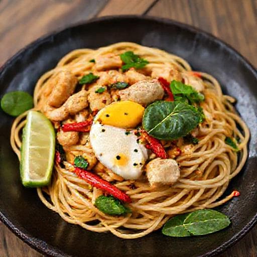 Spicy Basil Chicken Pad Thai