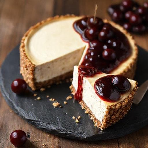 Spiced Quark Cheesecake s Višnjama with Walnut Crust
