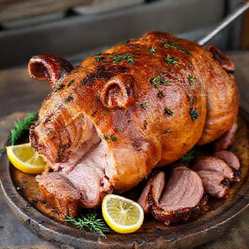 Odojak na ražnju s Mediteranskim začinima (Mediterranean-Style Spit-Roasted Piglet)