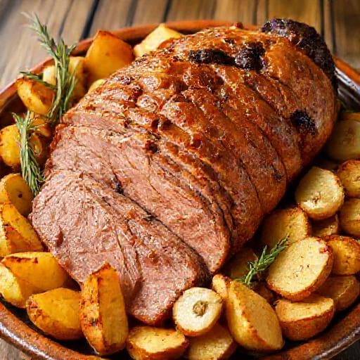 Traditional Pečena teletina s krumpirom