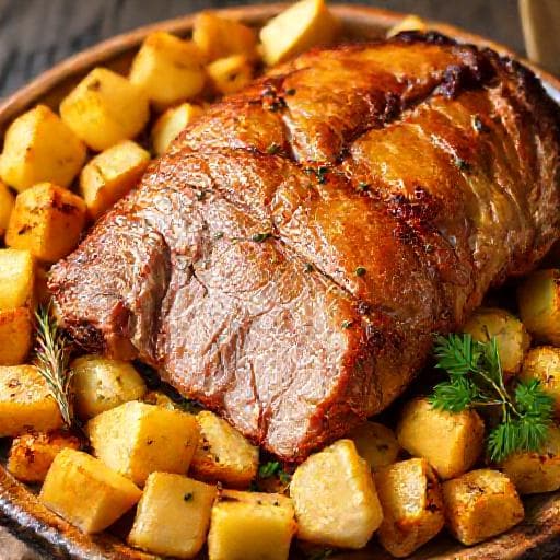 Traditional Pečena Svinjetina s Krumpirom (Roasted Pork with Potatoes)