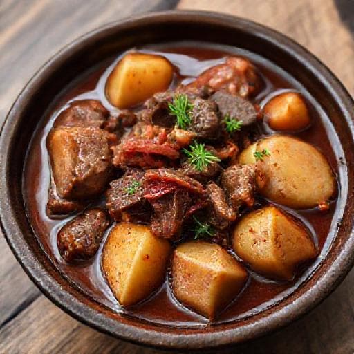 Juneći Gulaš s Krumpirom na Lovački (Hunter's Style Beef Goulash with Potatoes)