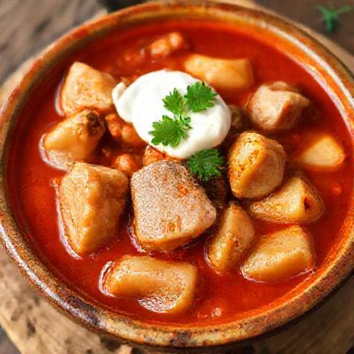 Traditional Hungarian Fiš Paprikaš