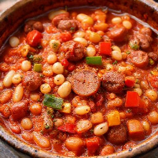 Zapečeni Grah sa Kobasicom i Paprikom (Baked Beans with Sausage and Peppers)