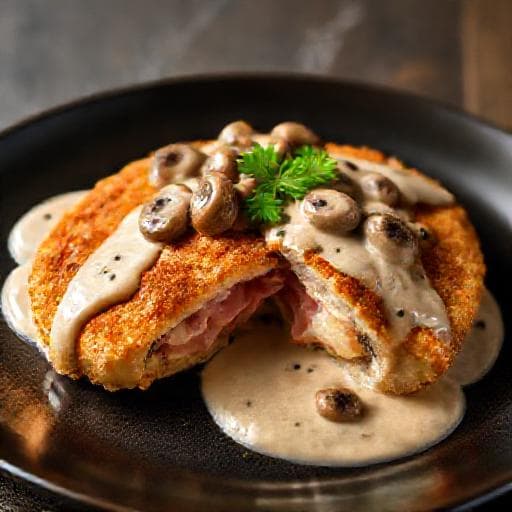 Zagrebački Odrezak with Mushroom Cream Sauce