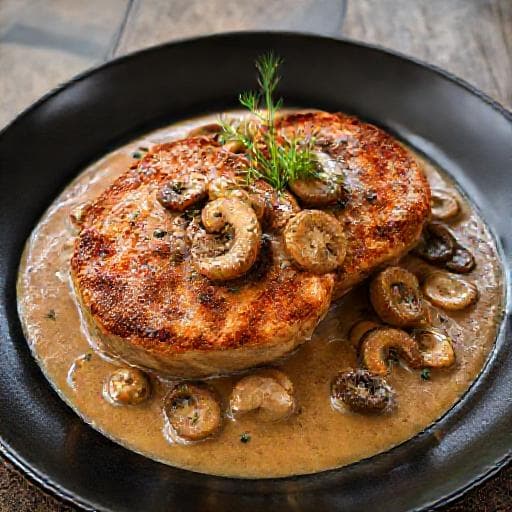 Svinjski Kotleti u Umaku sa Šampinjonima (Pork Chops in Mushroom Sauce)