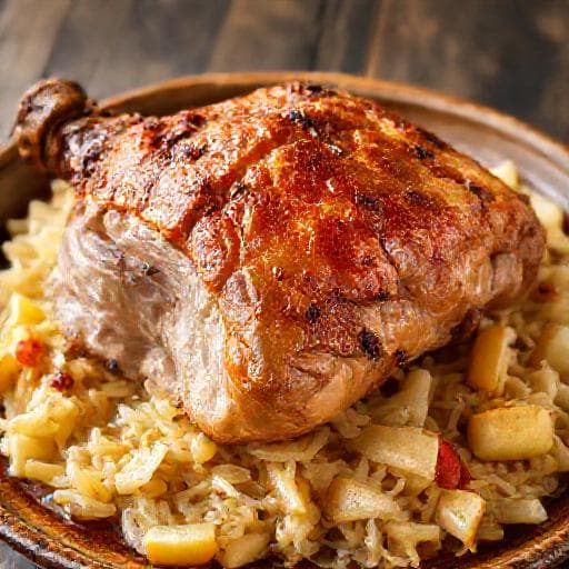 Pork Knuckle with Sauerkraut and Apples