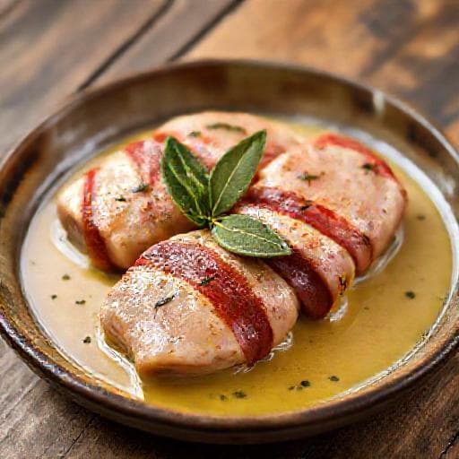 Veal Medallions with Prosciutto and Sage in White Wine Sauce