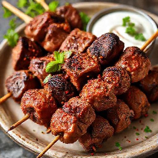 Spicy Lamb Šiš Ćevap with Yogurt Dip