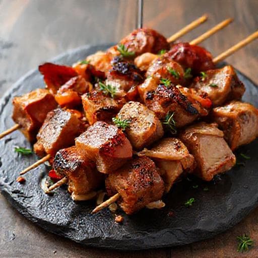 Smoky Paprika Pork Ražnjići with Bacon