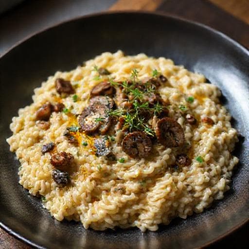 Forest Mushroom Risotto with Truffle Oil (Rižoto s gljivama i tartufima)