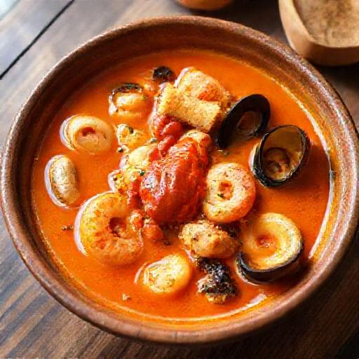 Bouillabaisse mit Rouille und Croutons