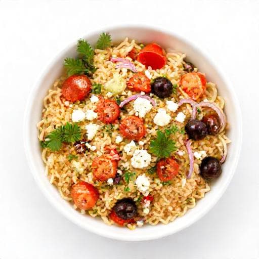 Klassischer Orzo-Salat mit Feta und Gemüse