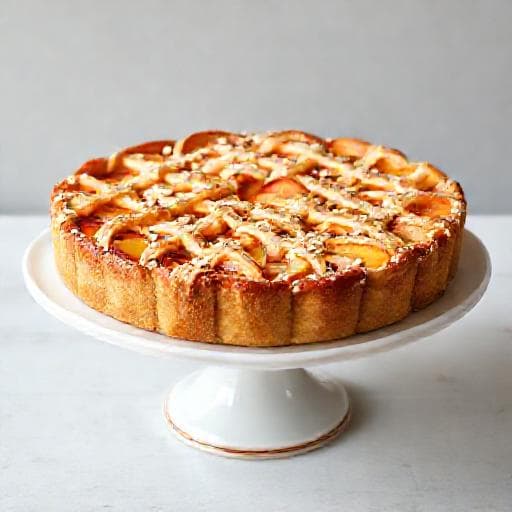 Pfirsich-Gitterkuchen mit Mandeln