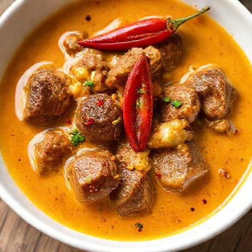 Quick Gulai Lemak Cili Api Daging Salai (Speedy Smoked Beef Curry)