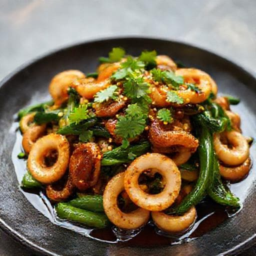 Sotong Kangkung with Tamarind Glaze