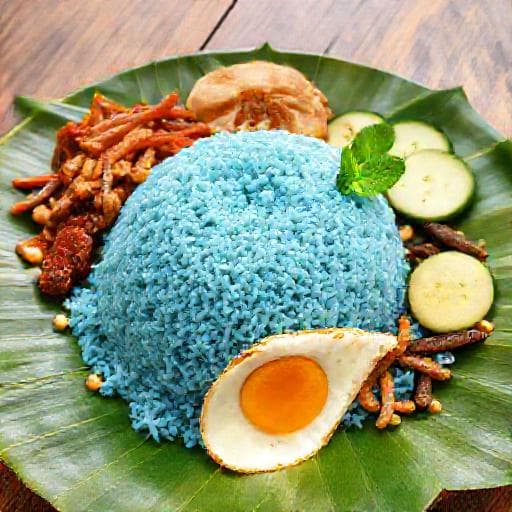 Nasi Lemak Bunga Telang (Classic Blue Pea Flower Rice)