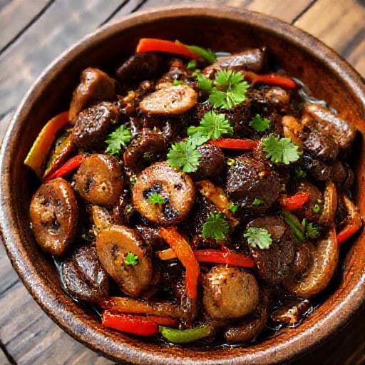 Daging Black Pepper with Mushrooms and Capsicum