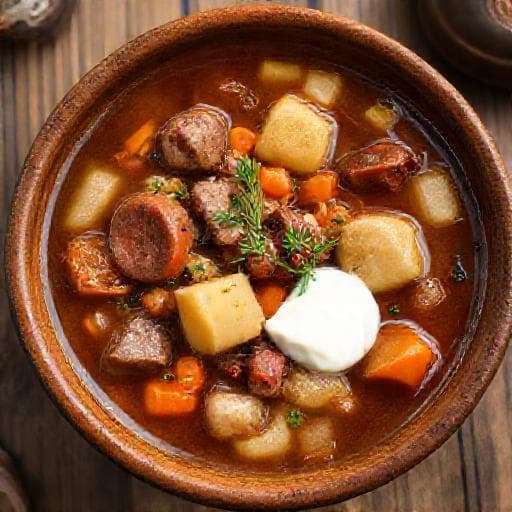 Hearty Sup Gearbox with Smoked Sausage