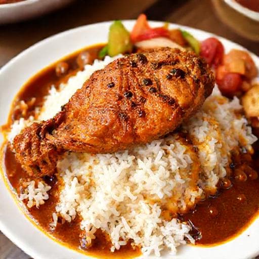 Nasi Kandar Ayam Goreng Berempah (Spiced Fried Chicken Nasi Kandar)