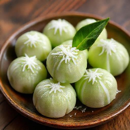 Kuih Kosui Kelapa Pandan (Coconut Pandan Kuih Kosui)