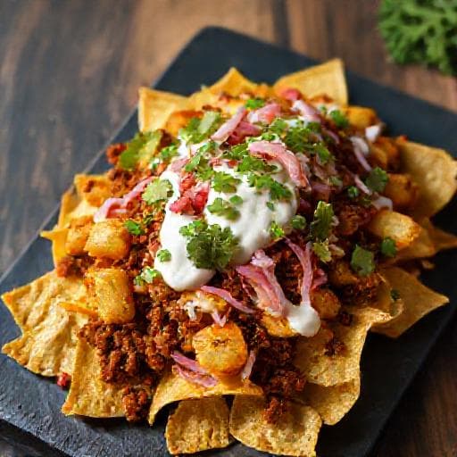 Spicy Chorizo and Potato Loaded Nachos
