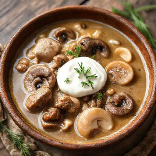 Beef Stew with Mushrooms and Sour Cream (Телешко задушено с гъби и сметана)