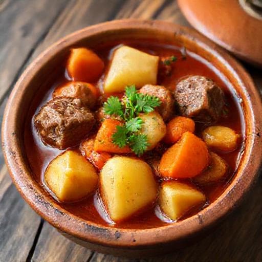 Classic Bulgarian "Teleshko s Kartofi" (Beef and Potatoes Stew)