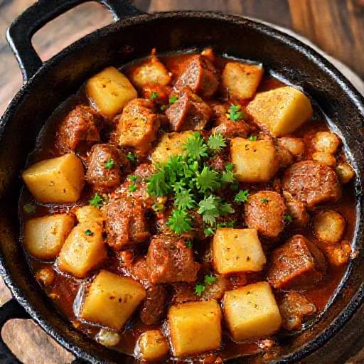 Quick "Teleshko s Kartofi" Skillet
