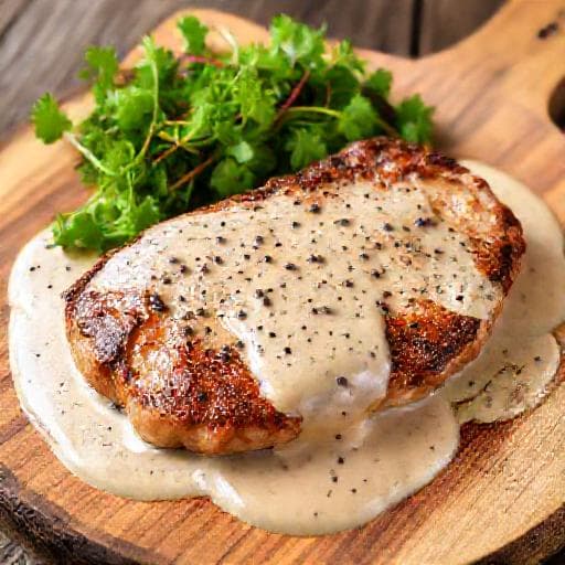 Quick Veal Steak with Creamy Peppercorn Sauce
