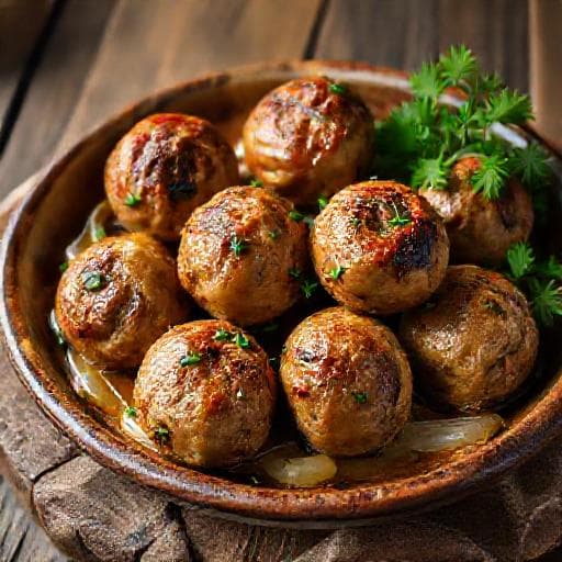 Traditional Bulgarian Baked Meatballs (Pecheni Kyufteta na Furna)