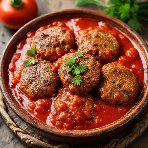Classic Bulgarian Kyufte with Tomato Sauce (Кюфтета с доматен сос)