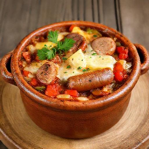 Traditional Shopska Gyuveche with Sausage