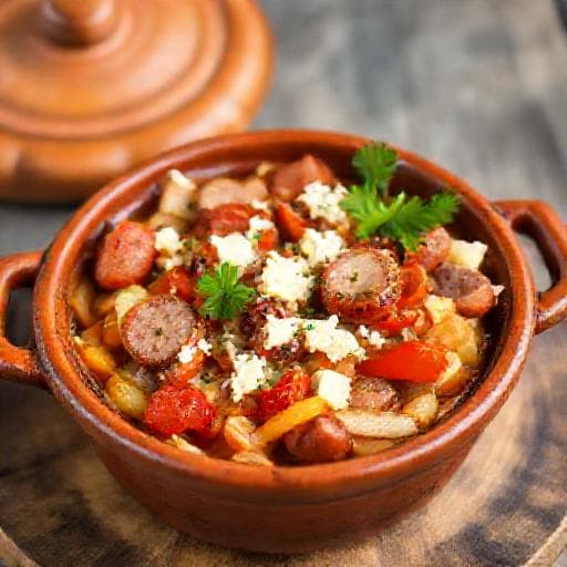 Quick Shopska Gyuveche with Sausage