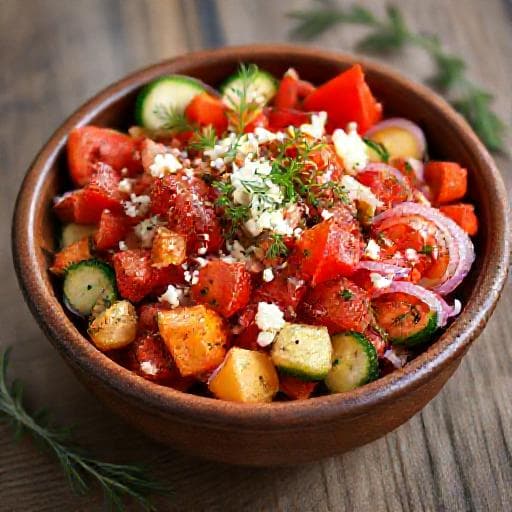 Shopska Salad with Roasted Peppers