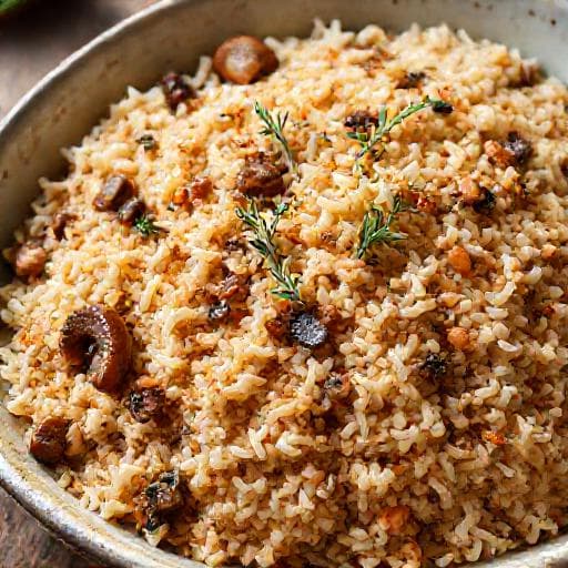 Mushroom and Rice Pilaf with Smoked Paprika