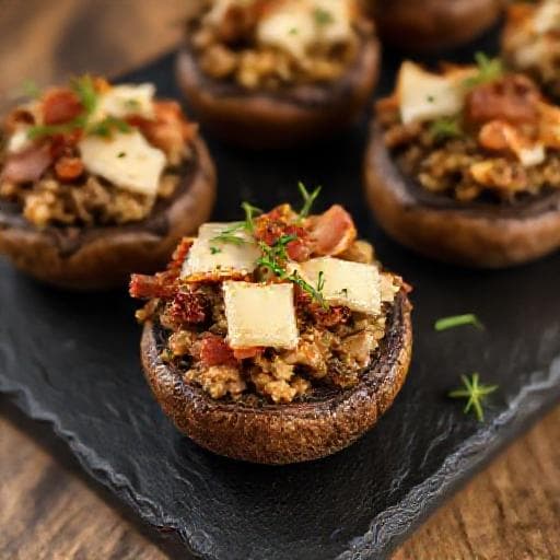 Gourmet Stuffed Mushrooms with Kashkaval and Prosciutto