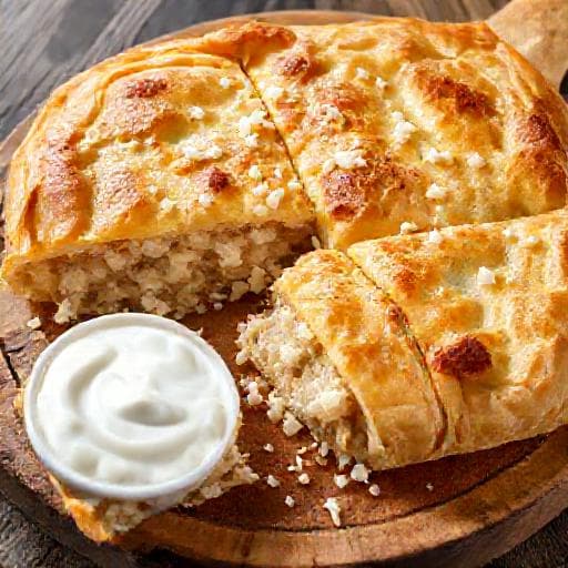 Traditional Bulgarian Banitsa s Oriza (Cheese and Rice Pie)