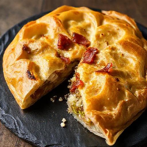 Banitsa with Leeks and Smoked Bacon